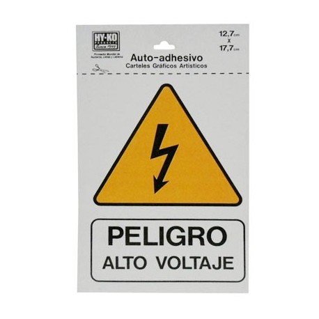 LETRERO 12.7x17.7cm PELIGRO ALTO VOLTAJE HY-KO - Envío Gratuito