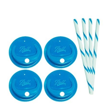 TAPA PARA FRASCOS DE BOCA ANCHA PARA SORBETE Y POPOTE VARIOS COLORES 4PK BALL - Envío Gratuito