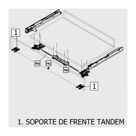 SOPORTE DE FRENTE TANDEM28X GRIS Z96.10E1 BLUM - Envío Gratuito