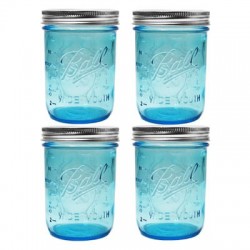 FRASCOS PARA ENVASE AZUL BALL 16oz (473ml) BOCA ANCHA 4PK - Envío Gratuito