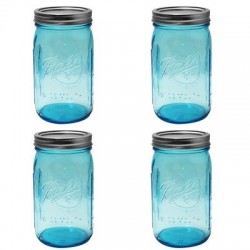 FRASCOS PARA ENVASE AZUL BALL 32oz (946 ml) BOCA ANCHA 4PK - Envío Gratuito